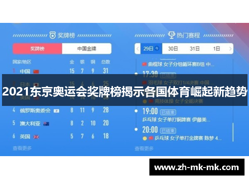 2021东京奥运会奖牌榜揭示各国体育崛起新趋势
